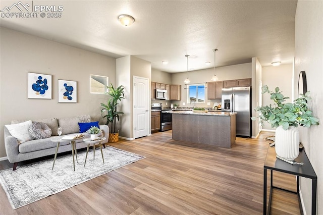 living room with light wood-type flooring