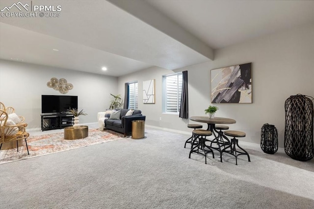 living room with carpet floors