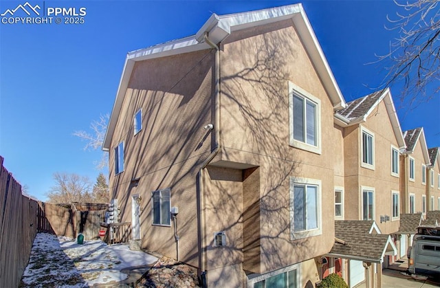 view of home's exterior featuring a fenced backyard and stucco siding