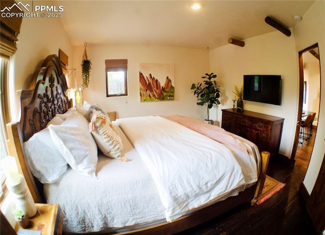 bedroom featuring dark hardwood / wood-style floors