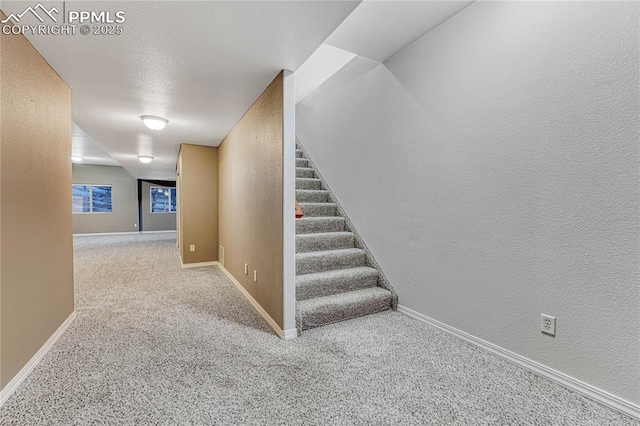 staircase with carpet