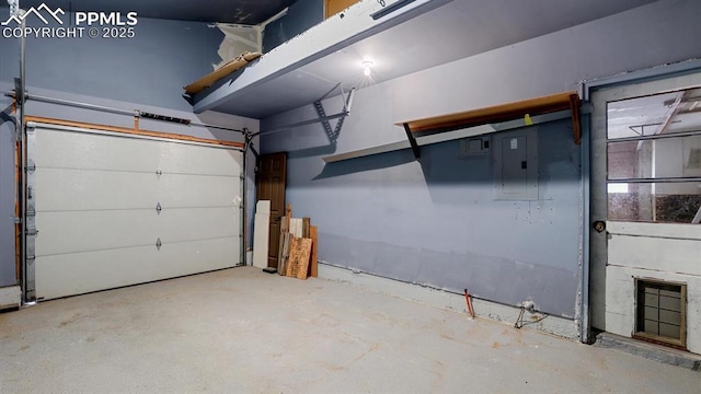 garage with electric panel