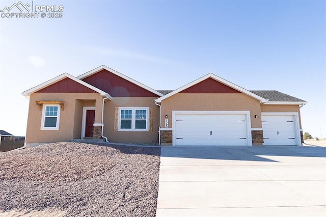 ranch-style home with a garage