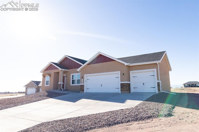 single story home with a garage