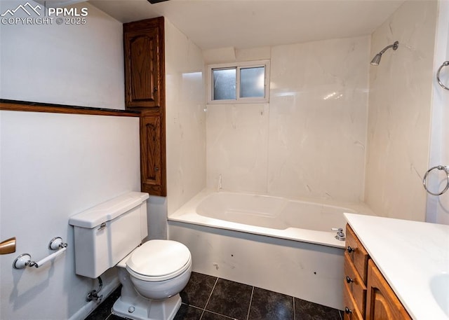 full bathroom featuring tile patterned floors, vanity, toilet, and tub / shower combination