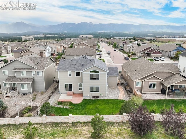 drone / aerial view with a mountain view