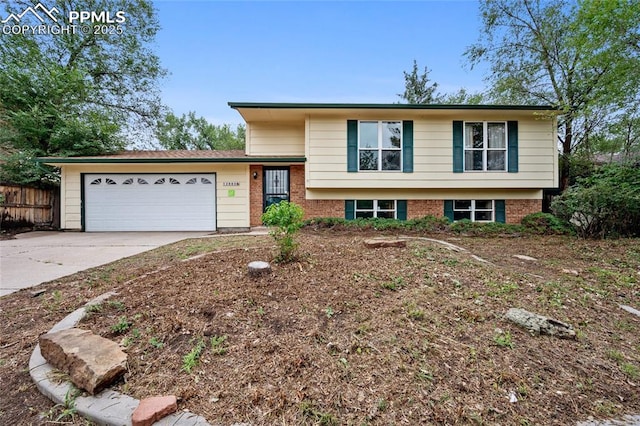 split level home with a garage