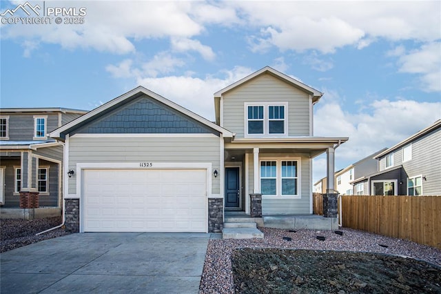 craftsman-style home with a garage