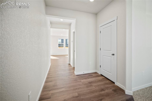 hallway with wood-type flooring