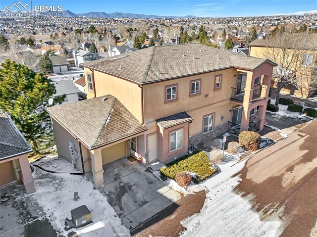 aerial view with a mountain view