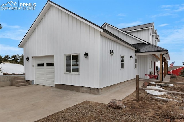 view of property exterior with a garage