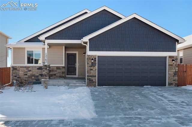 craftsman inspired home featuring a garage