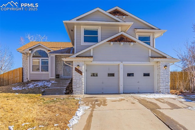 view of front of property with a garage