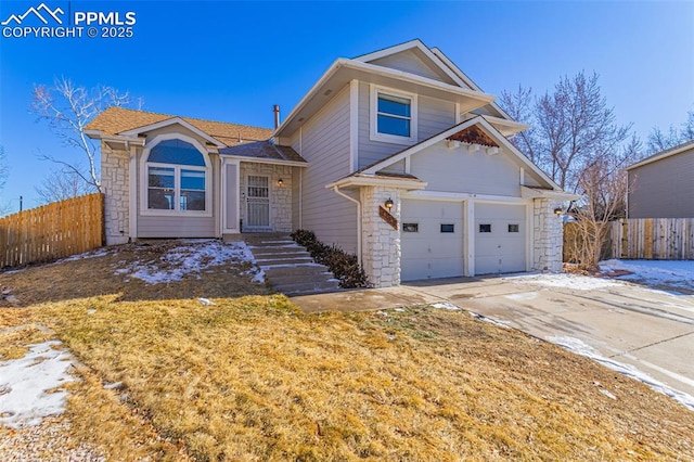 view of front of home with a garage