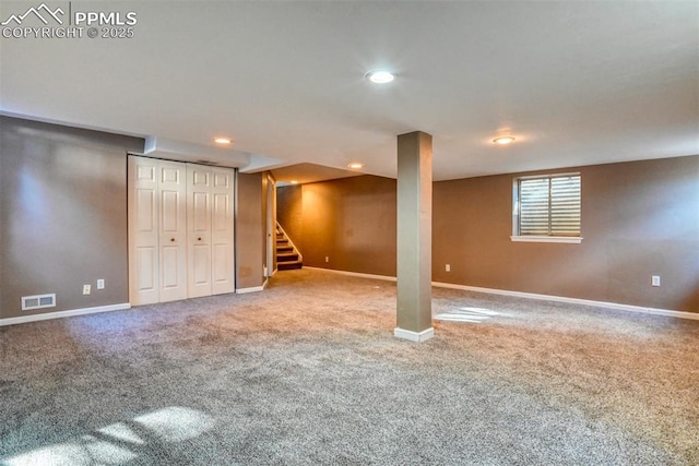 basement featuring carpet floors