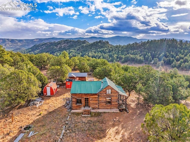 aerial view featuring a mountain view