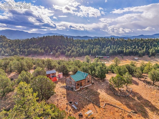 bird's eye view with a mountain view