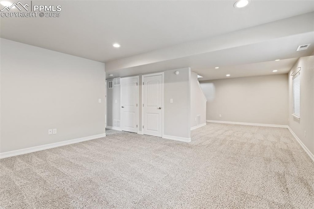 basement with carpet