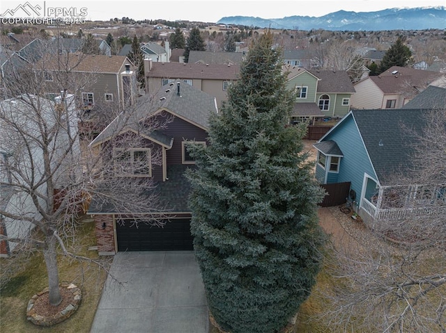 drone / aerial view with a mountain view