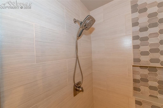 room details featuring a tile shower