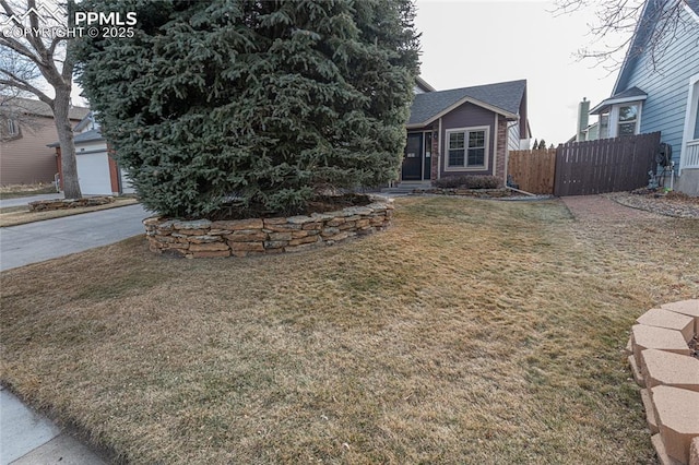 view of yard with a garage