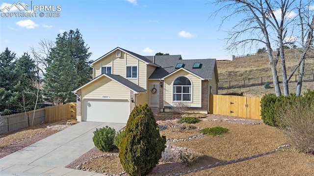 view of front property with a garage