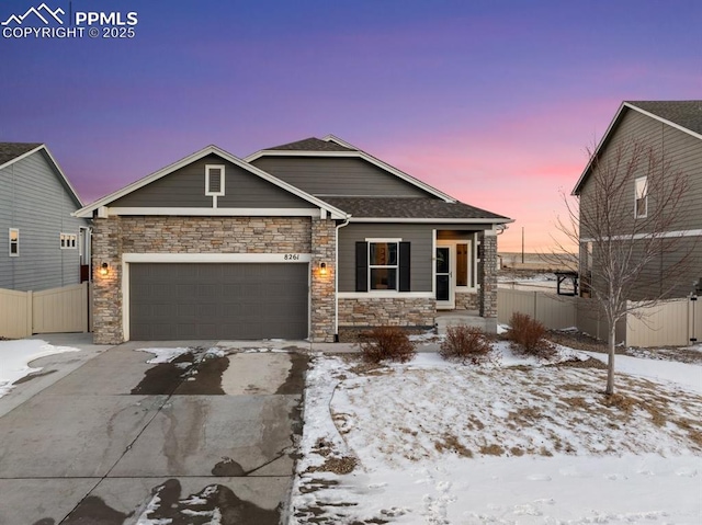 view of front of house with a garage