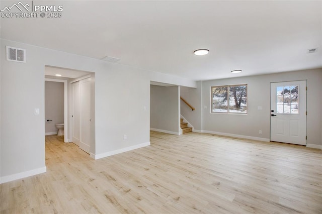 interior space with light hardwood / wood-style flooring