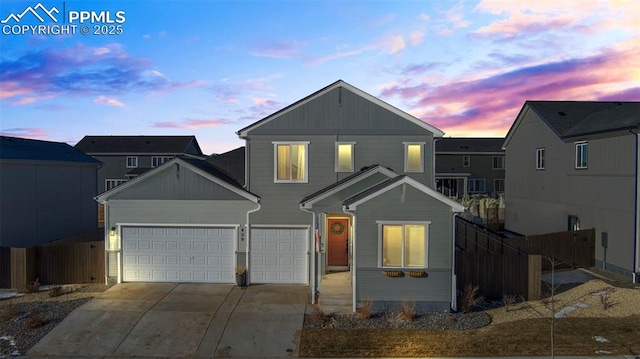 view of front of home with a garage