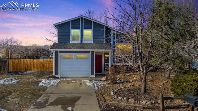 view of property with a garage