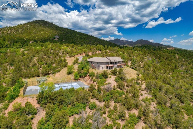 aerial view featuring a mountain view