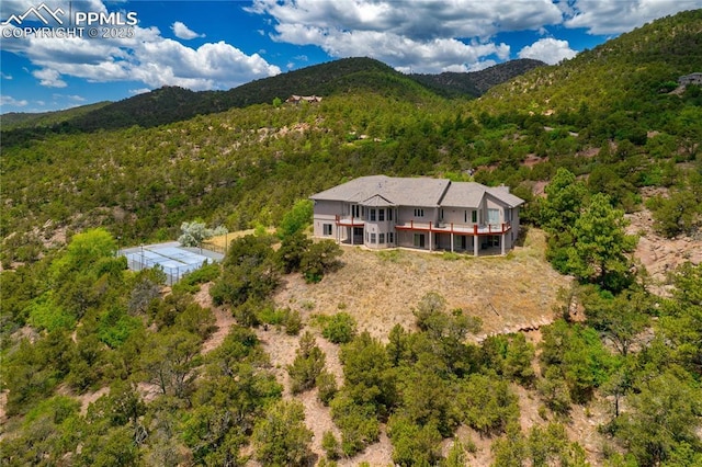 aerial view with a mountain view