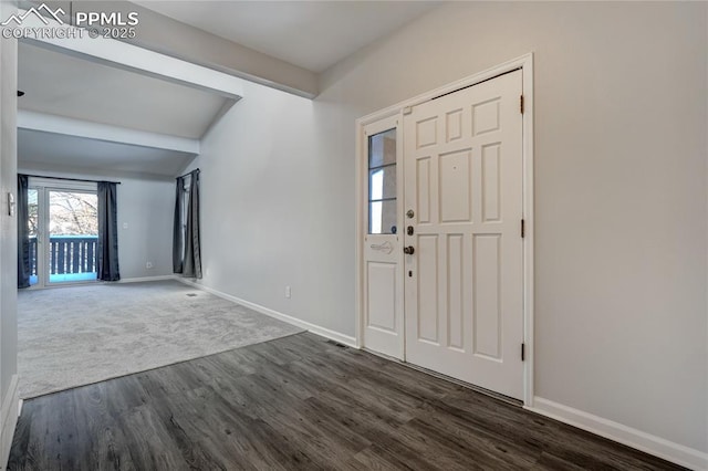 foyer entrance featuring dark wood-type flooring