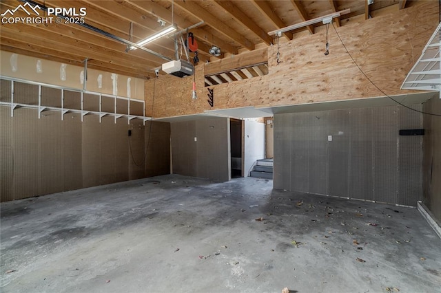 garage with a garage door opener