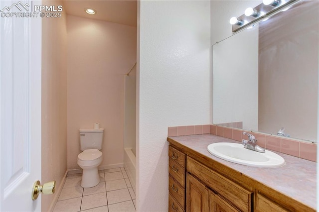 13264 Teller County Rd, Florissant, CO 80816 - full bathroom with toilet, tile patterned flooring,  shower combination, and vanity