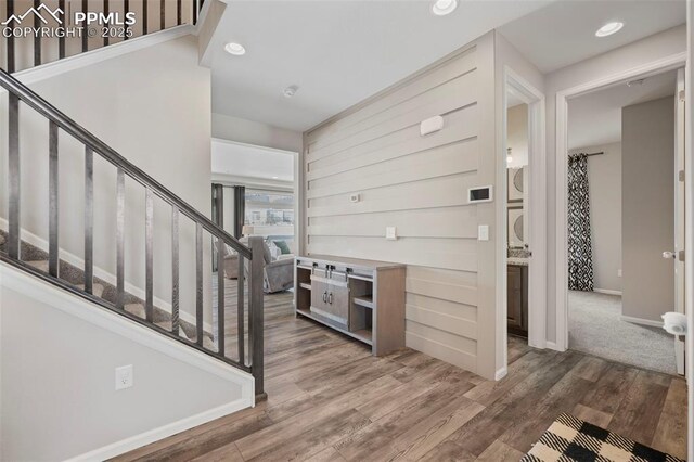 entryway featuring dark wood-type flooring