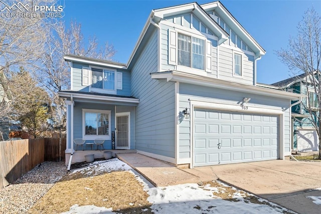 view of front of property featuring a garage