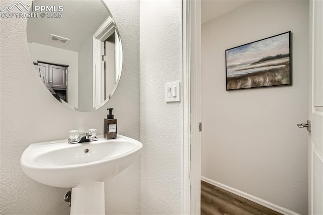 bathroom featuring hardwood / wood-style flooring