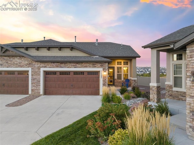 view of front of house with a garage