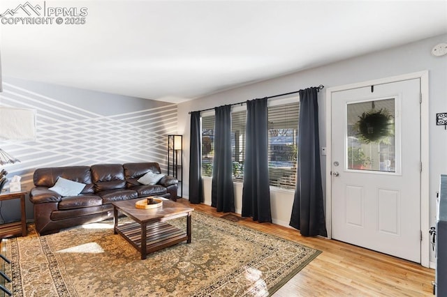 living room featuring light hardwood / wood-style floors