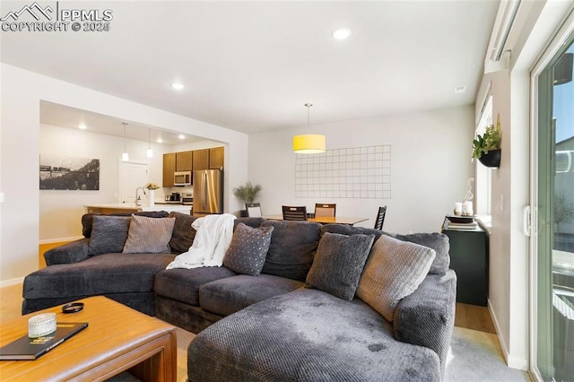 living room with sink