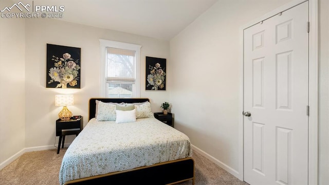 bedroom with carpet and baseboards