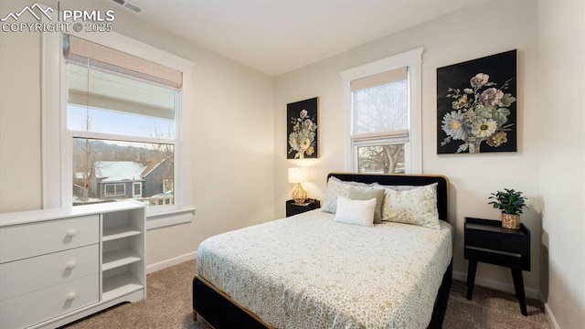 carpeted bedroom with baseboards