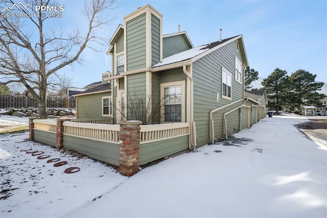 view of snow covered exterior