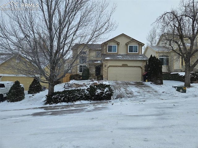 view of front property with a garage