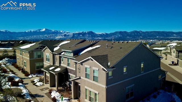 drone / aerial view with a mountain view