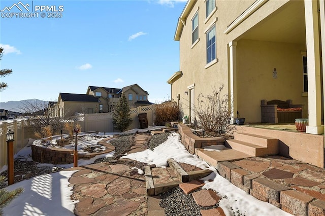 exterior space featuring a mountain view