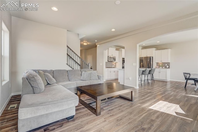 living room featuring light hardwood / wood-style floors