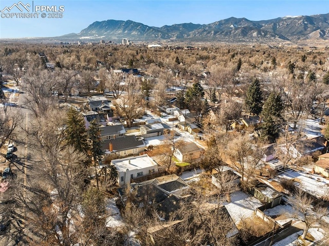 aerial view with a mountain view