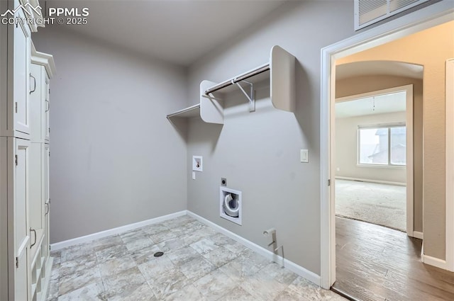 laundry area featuring hookup for a washing machine, hookup for an electric dryer, and hookup for a gas dryer